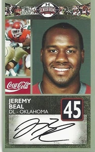 JEREMY BEAL OKLAHOMA 2011 SENIOR BOWL CARD - Picture 1 of 1