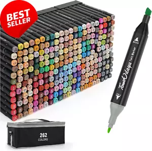 262-Color Dual Tip Alcohol Art Markers Set w/ Storage Bag for Drawing - Picture 1 of 12