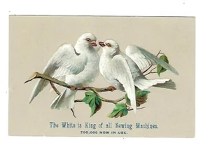 c1890 Victorian Trade Card Whites Sewing Machine, 2 White Doves - Bild 1 von 2
