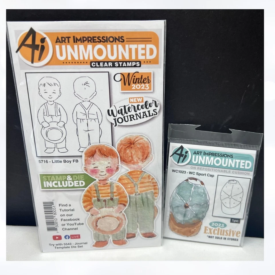 Художественные впечатления МАЛЕНЬКИЙ МАЛЬЧИК Спортивная Крышка Эксклюзивные Акварельные Резиновые Штампы  - Изображение 1 из 1