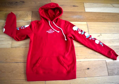 HOLLISTER CALIFORNIA RED ROSE SLEEVE HOODIE XS - Image 1 of 4