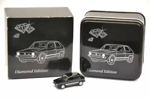 BUB VW Golf 1 Diamond Edition 1:87 VW nero con strass pietre in confezione originale limitata - Foto 1 di 12