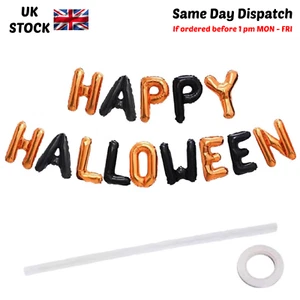HAPPY HALLOWEEN FOIL BANNER BALLOON Party Decorations Scary Props Garland Blood - Picture 1 of 2