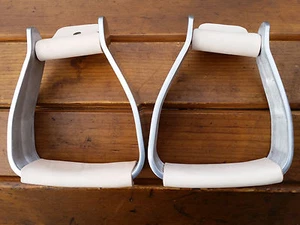 Slanted Crooked Angled Aluminum Ranch Roping Saddle Stirrups - Picture 1 of 4