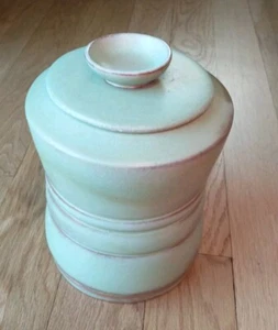 Vintage Frankoma Pottery 26F Prairie Green Ribbed Canister Jar w/ Lid 10” - Picture 1 of 10