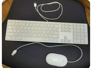 Apple White Aluminum USB Wired Keyboard Mighty Mouse iMAC G4 G5 eMAC A1152 A1243