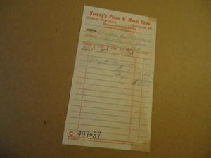 Keeney's Piano & Music Store tv guitars circa 1950's ANNAPOLIS MD billhead - Picture 1 of 2