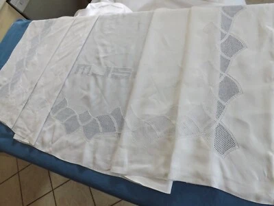 grand drap brodé, 2.35 m X 3.25 m, PUR fil de lin, ancien - Photo 1/4
