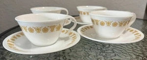 4 Flat hook Cup & Saucer Set Butterfly Gold (Corelle) by CORNING - Picture 1 of 5