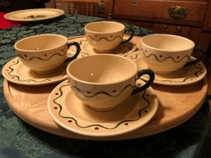 Vintage Metlox Poppytrail Rooster Set of (4) Cups & Saucers - Picture 1 of 1