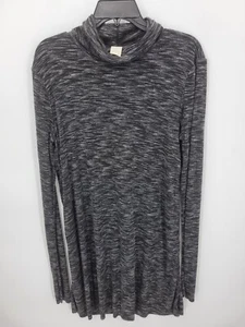 Free People Top Damen groß schwarz grau Space Dye Stehkragen Boho Stretch Tunika - Bild 1 von 9