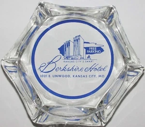 Vintage glass ashtray BERKSHIRE HOTEL old hotel pictured Kansas City Missouri - Bild 1 von 3