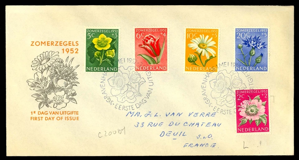 Netherlands #B238-B242 FDC Zomerzegels/Summer Flowers - Image 1 of 1