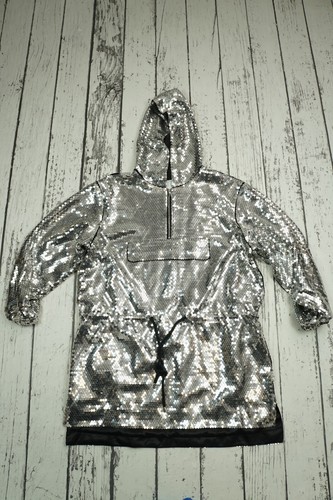 H&M Moschino giacca abito paillettes con cappuccio taglia M media Jeremy Scott argento