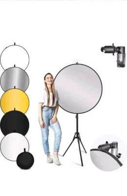 Limostudio 32" 5-In-1 Disc Reflector, 5 Colors White, Black, Silver, Gold, Trans - Image 1 of 4