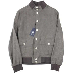 Finamore Napoli Unlined Extrafine Linen Bomber Jacket S/M (Eu 48) NWT Olive - Picture 1 of 8