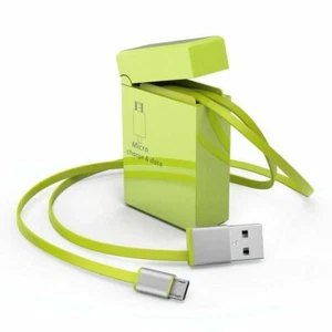 75cm Retractable Micro USB Data&Sync Charger Charging Cable For Cell Phone Green - Picture 1 of 2