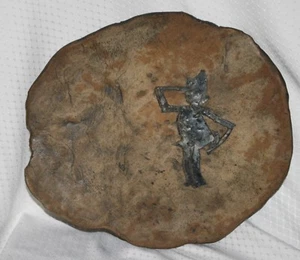Plato de cerámica vintage de 14" - estilo primitivo maya azteca único - firmado - Imagen 1 de 7