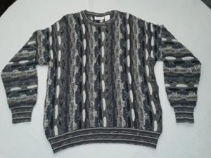 Vintage Norm Thompson Coogi Style Wool Blend 3D Knit Pullover Sweater Italy MED. - Picture 1 of 14