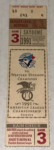 1991 American League Championship Series MLB Playoffs ALCS Game 3 TICKET STUB - Picture 1 of 2