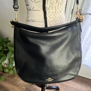 Coach Elle Hobo Schultertasche Umhängetasche schwarz Pebbled Leder F31399 - Bild 1 von 12