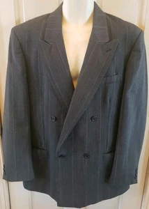 Zagato Collection Mens 42R Gray Grey Stripe Blazer Sport Suit Coat Jacket GREAT  - Picture 1 of 8