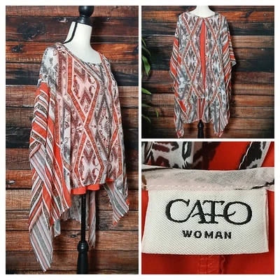 Cato Top Plus 尺寸 18/20W 手帕下摆 Kaftan 透明背心衬里拆分背面  — 第 1/4 张图片