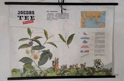 Alte Reklame Tafel "JACOBS TEE Vorzüglich" Stoff, rollbar - Bild 1 von 4