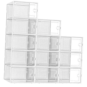 Shoe Storage Boxes Organizers Clear Plastic Stackable 12 Pack, X-Large White - Picture 1 of 7