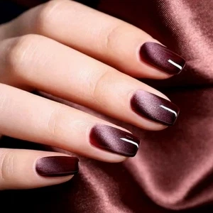 24 Pcs Glossy Acrylic Nail Cats Eye Press On Nail Medium Length False Nail - Picture 1 of 7