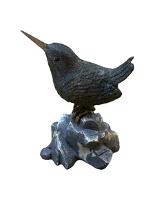 Vintage Andrea von Sadek Grünspan Messing Schnabel Sandpfeifer Vogel Skulptur auf Harzfelsen - Bild 1 von 7