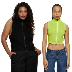 Urban Classics Ladies Short Knit Vest With Stand-Up Collar Cropped New - Picture 1 of 27
