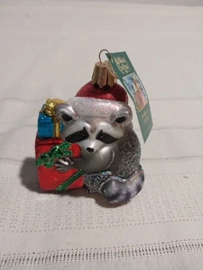 Old World Christmas Christmas Bandit Racoon Glass Ornament 3 inch - Picture 1 of 8