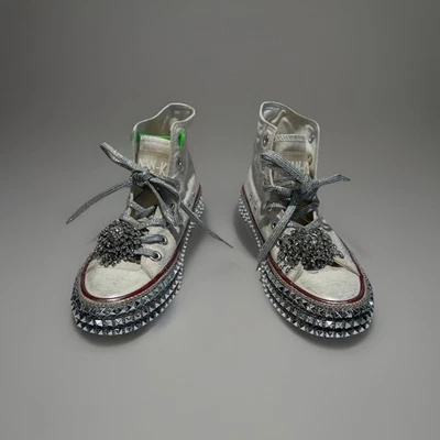 Ltd. Edition NAN-KU Couture Free People White Cruise Studded Hi Top Sneaker Sz 6 - Image 1 of 4