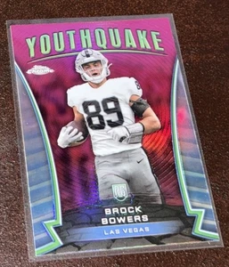 2024 Topps Chrome - Youthquake Brock Bowers #Y-17 Pink Refractor Rookie Raiders - Picture 1 of 3