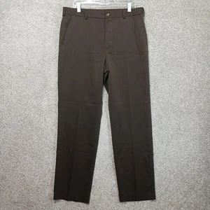 IZOD Pants Mens 36x34 Brown Straight Fit Polyester Dress Slacks Classic Workwear - Picture 1 of 11
