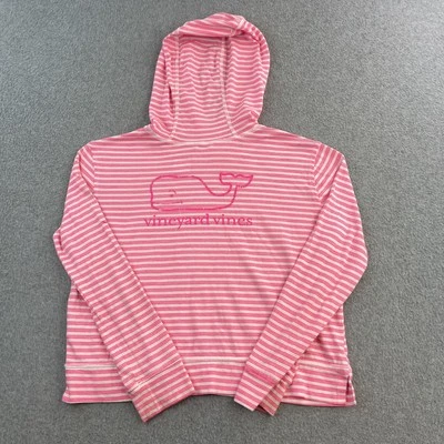 Vineyard Vines Sudadera con Capucha Mujer Pequeña Pullover a Rayas Ligero Ballena Rosa Blanco Foto 1 de 4