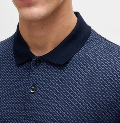 NWT $149 HUGO BOSS Mens Polo Shirt Parlay BT Big & Tall 5XT 5XL Navy Blue Cotton - Image 1 of 4