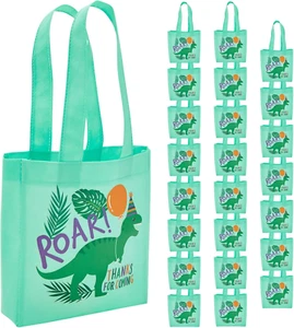 24-Pack Small Dinosaur Party Favor Tote Bags with Handles for Kids Birthday, Non - Picture 1 of 12