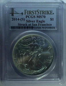 2014-(S) PCGS MS70 American Silver Eagle $1 - FIRST STRIKE SF Mint - Picture 1 of 2