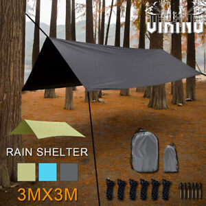 Waterproof Camping Tent Tarp Shelter Hammock Cover Lightweight Rain Fly 10x10 Ft