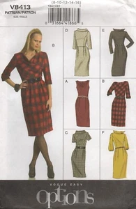 Vestido Vogue Costura Patrón 8413 FÁCIL en 6 Estilos Capucha Ajustada Talla 8 - 16 NUEVO - Imagen 1 de 13