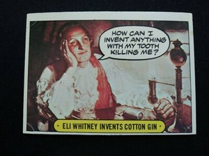 1975 Topps Hysterical History Sticker # 54 Eli Whitney Invents Cotton Gin (VGEX)