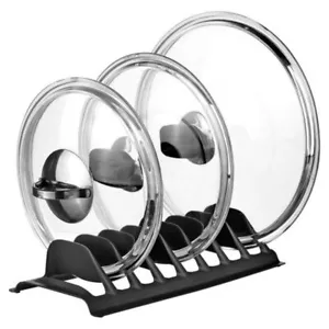 Set of 2 Pot Lid Holder and Plate Dish Rack with 7 Compartments Plastic Pan T... - Picture 1 of 8