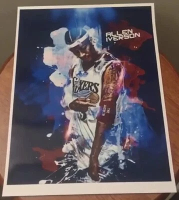 ALLEN IVERSON SIXERS OLD SCHOOL 8.5x11 ULTRA PREMIUM GLOSSY COLOR ART POSTER🔥 - Image 1 of 4
