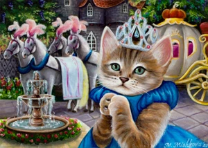 Limited Edition ACEO PRINT Cat Cinderella Princess Pumpkin Carriage M. Mishkova - Picture 1 of 1