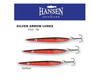 3 Stück Meerforellenblinker Hansen SILVER ARROW 95mm 18g Red Black - Bild 1 von 1