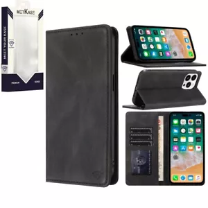 Für iPhone 11 6,1 Zoll Etui Luxus weiche vegane Leder Geldbörse + Hartglas - Bild 1 von 9