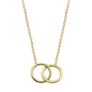 14K Solid Gold Interlocking Circles Rings Necklaces Eternity Double Circle Gold. - Picture 1 of 6