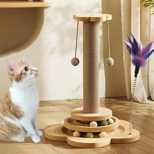 Kratzbaum Klein Katzen Katzenkratzbaum Katzenbaum Kletterbaum mit 2xBällen 44cm - Bild 1 von 24